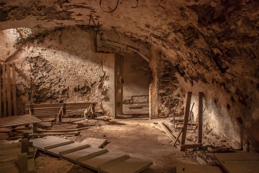 Ancienne cave aux murs humides
